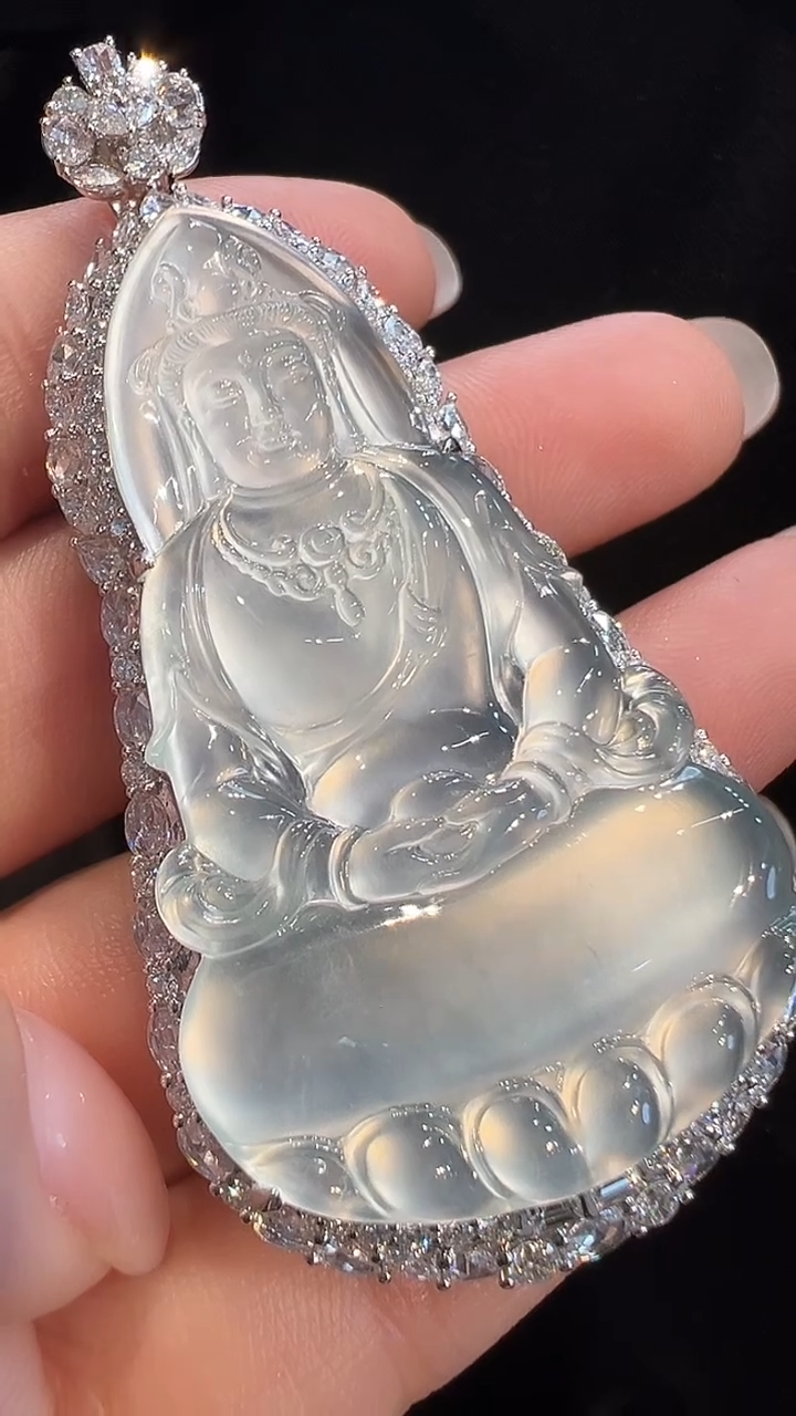 吊坠(不含链)18K金镶嵌翡翠AL6