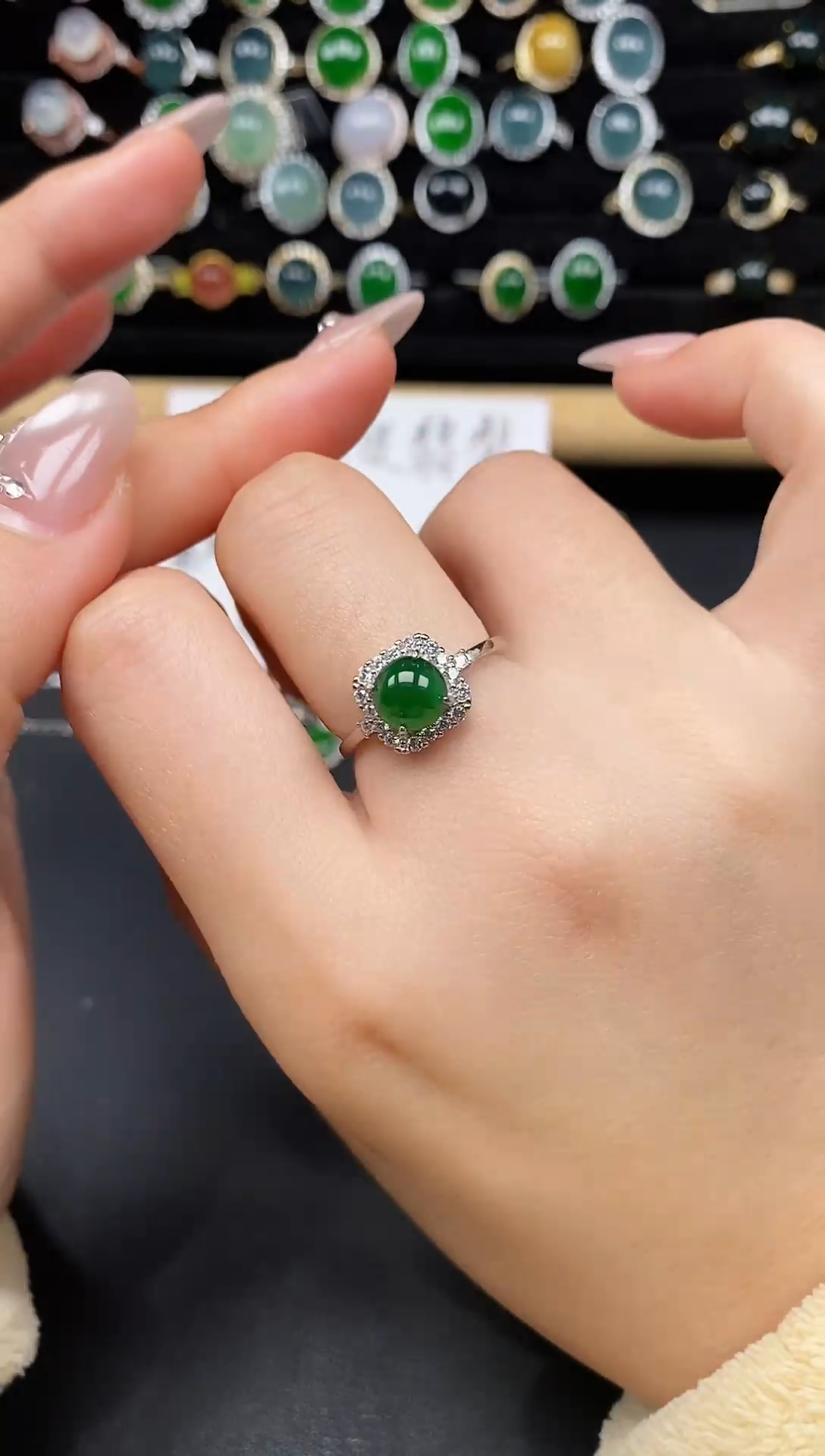 银S925镶嵌戒指翡翠5738