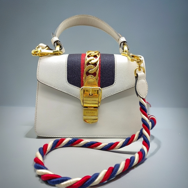 95新 GUCCI/古驰  白色塞尔维亚手提单肩包 1659 5046 