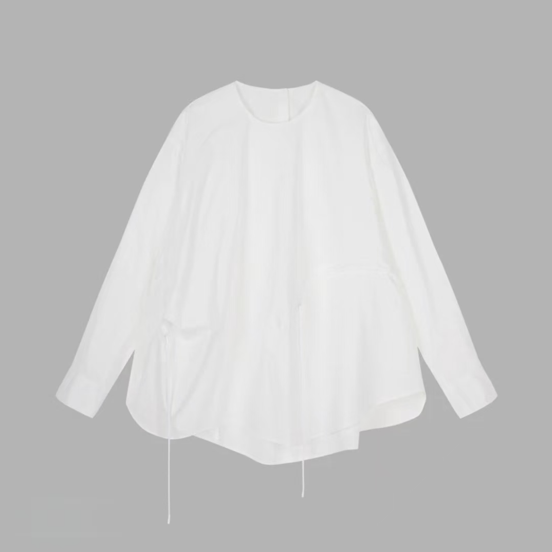 252025【商场同款】小南  新品衬衫女圆领宽松新派简约