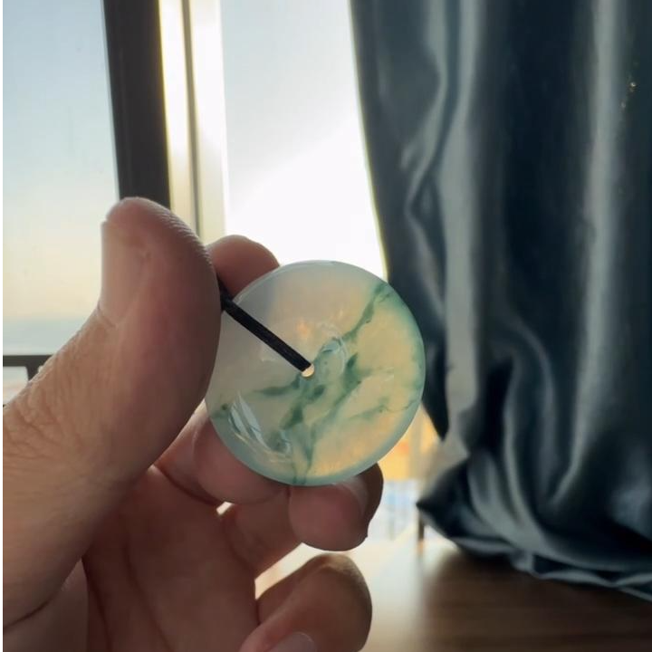 【杰缘珠宝】天然A货翡翠ZS冰胶飘花平安扣吊坠 多样性发一件