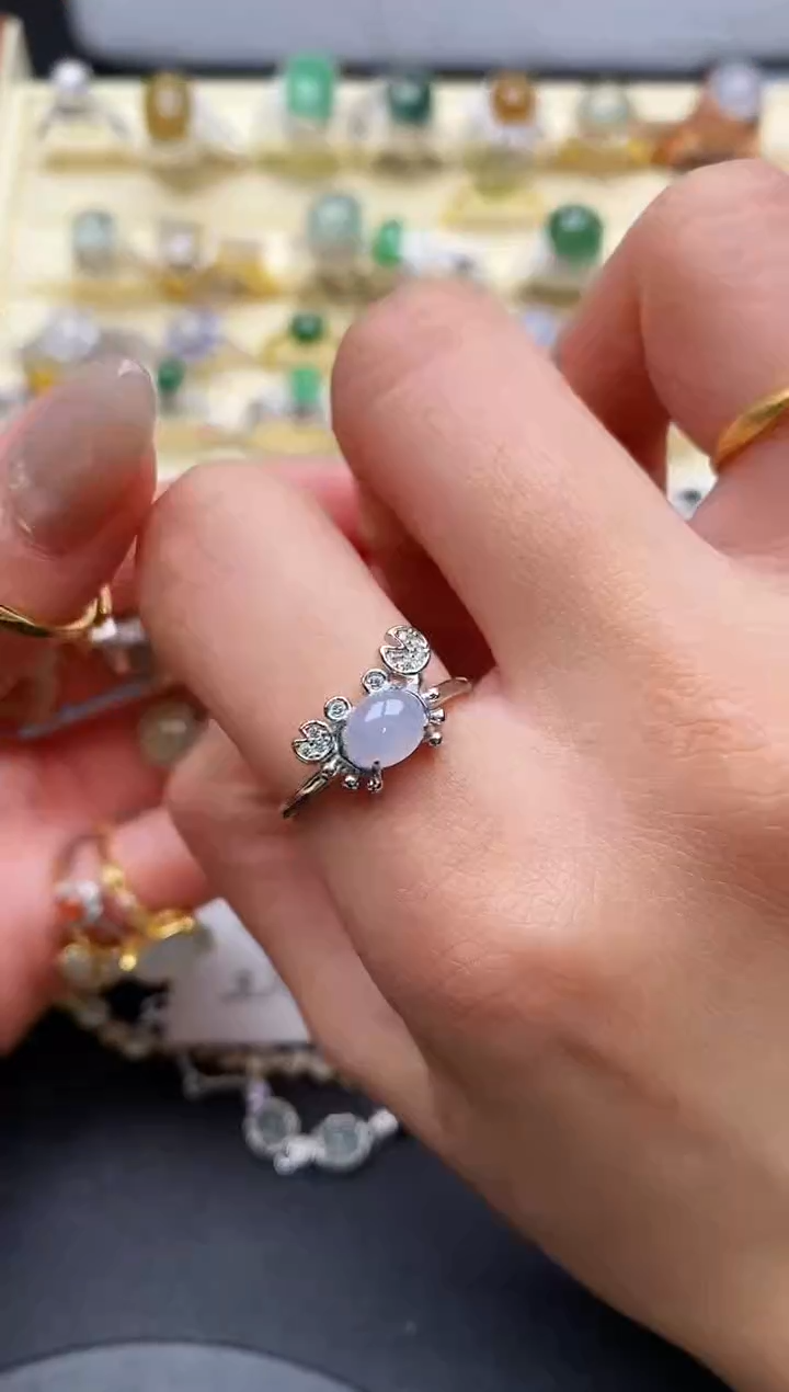 【闪购商品】翡翠戒指未镶嵌缅甸天然A货翡翠333   7-2