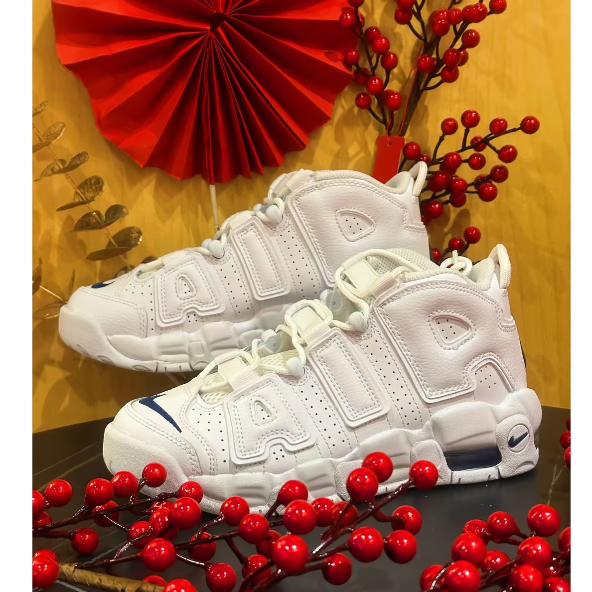 【滔搏联动】NIKE耐克AIR MORE UPTEMPO GS蓝白色皮蓬鞋DH9719-100