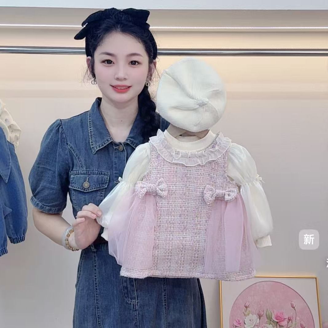春秋款女宝甜美小香风泡泡袖连衣裙新款女宝宝洋气时尚公主裙子
