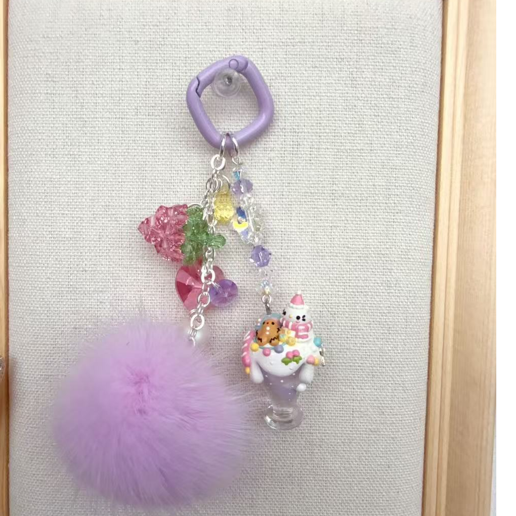 three朵朵琉璃杯和施华洛世奇编织手机挂件手机链钥匙扣包包挂件