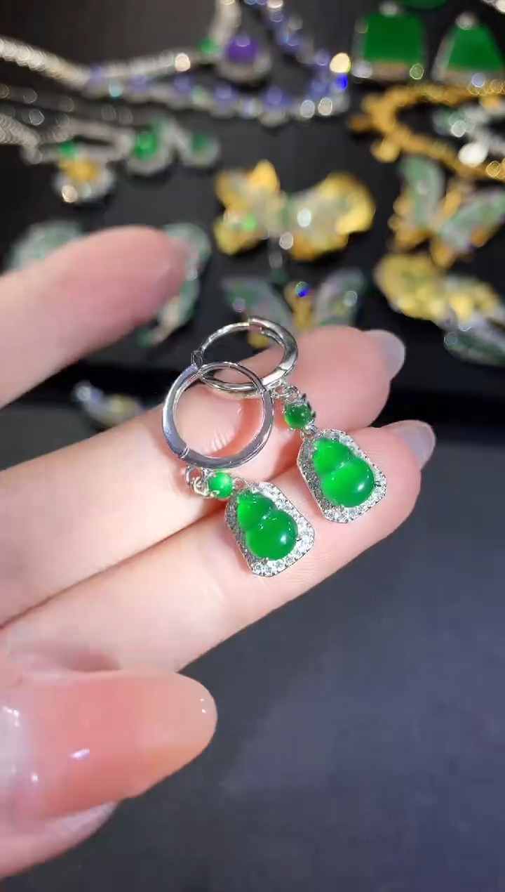 【闪购商品】翡翠耳饰银S925镶嵌210耳饰（多样性发货一件