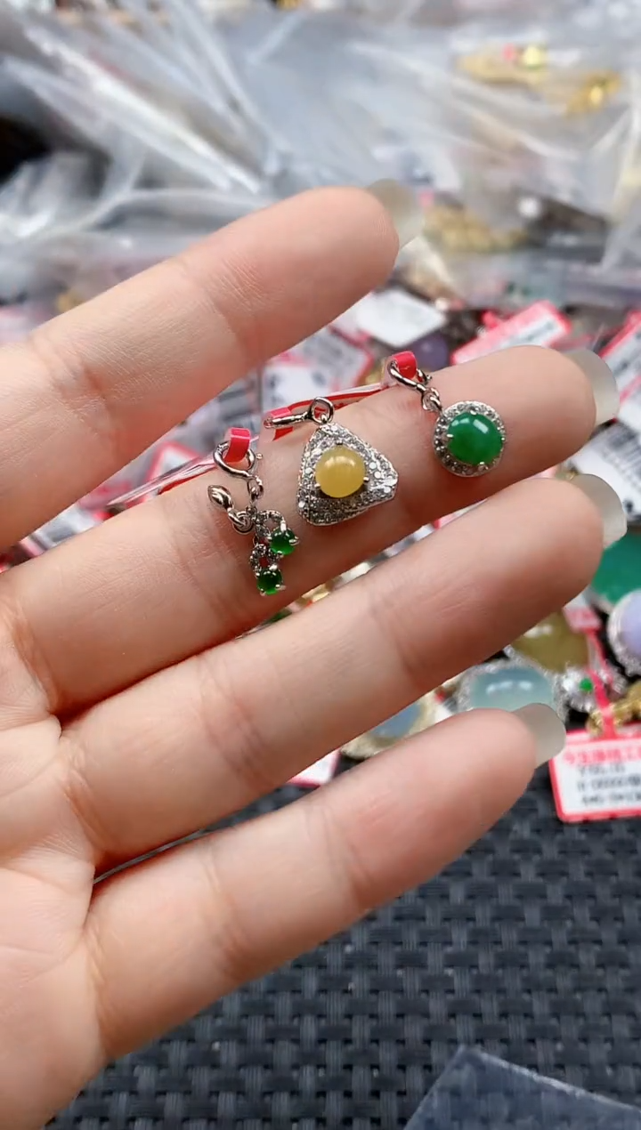 银S925镶嵌戒指翡翠天然A货缅甸翡翠