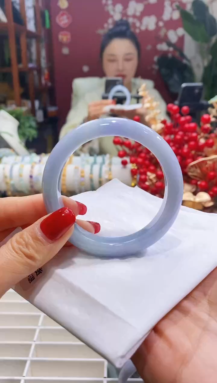 【闪购商品】翡翠手镯未镶嵌100茄紫色53-55/10.8*8.4