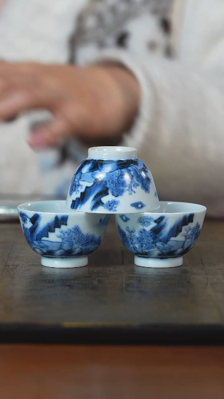 弥云斋康熙山水三客杯