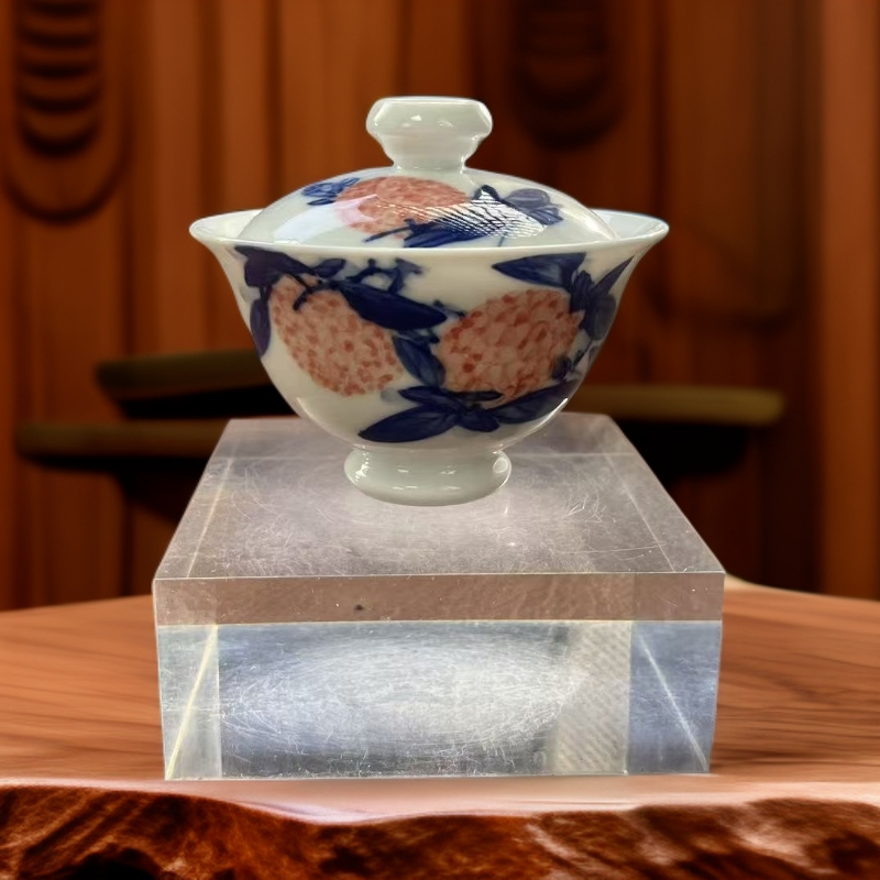 正春堂宝石红大吉大利盖碗