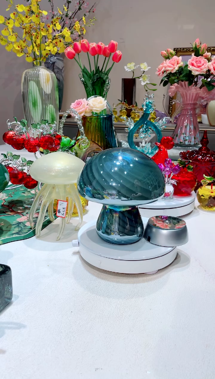 【闪购商品】琉璃手工艺品    绿色条纹蘑菇+灯座