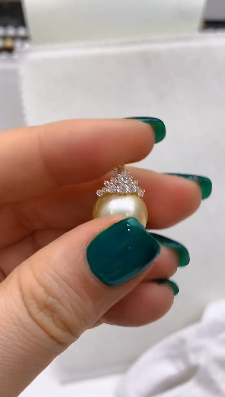 【闪购商品】海水珍珠吊坠18K金镶嵌117 13-14mm