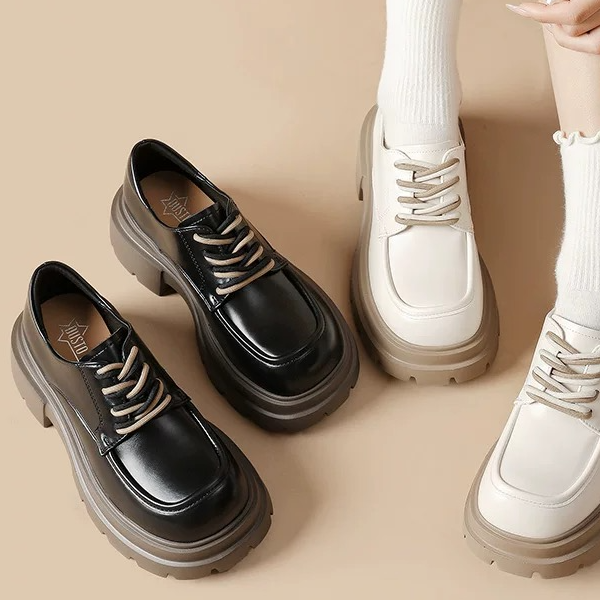 大东厚底乐福鞋女2025秋季新款百搭增高女鞋新款通勤鞋子0146