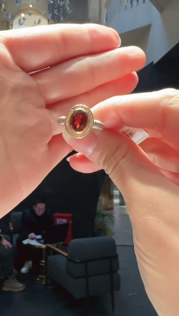 【闪购商品】石榴石戒指银S925镶嵌47】