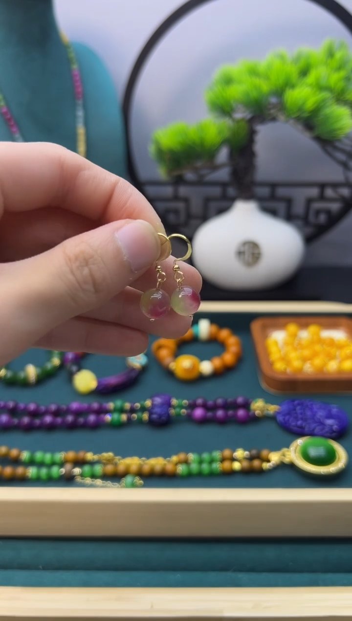 【闪购商品】碧玺耳饰14K金镶嵌E133            