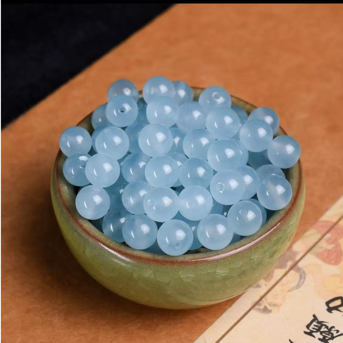 正品卡8MM缅A天空蓝珠串多样性发一（tk008)