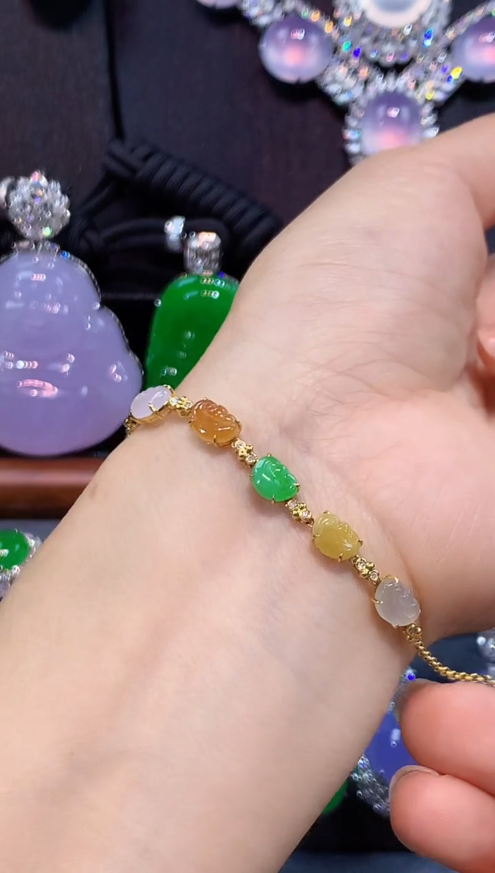 18K金镶嵌手链翡翠手链