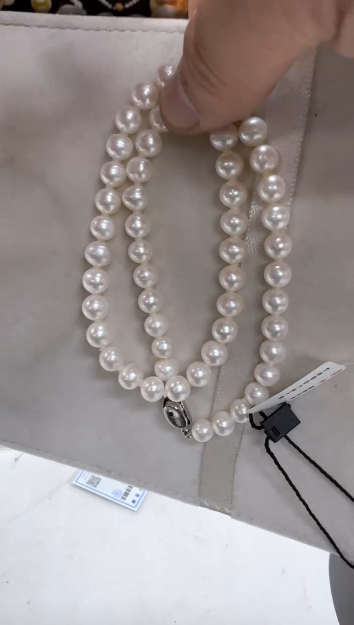 【闪购商品】淡水珍珠颈饰银S925镶嵌项链8mm