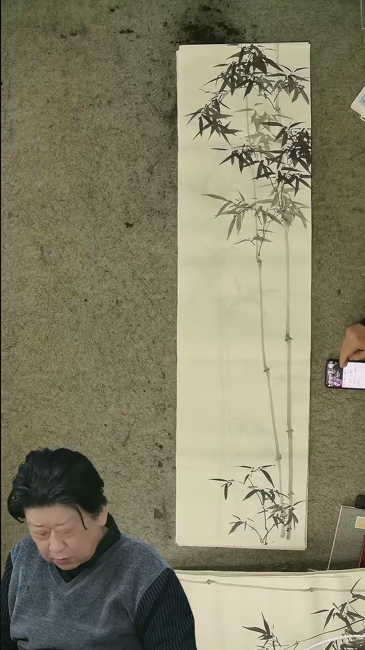 国画四尺对开  墨竹条屏 34*138cm