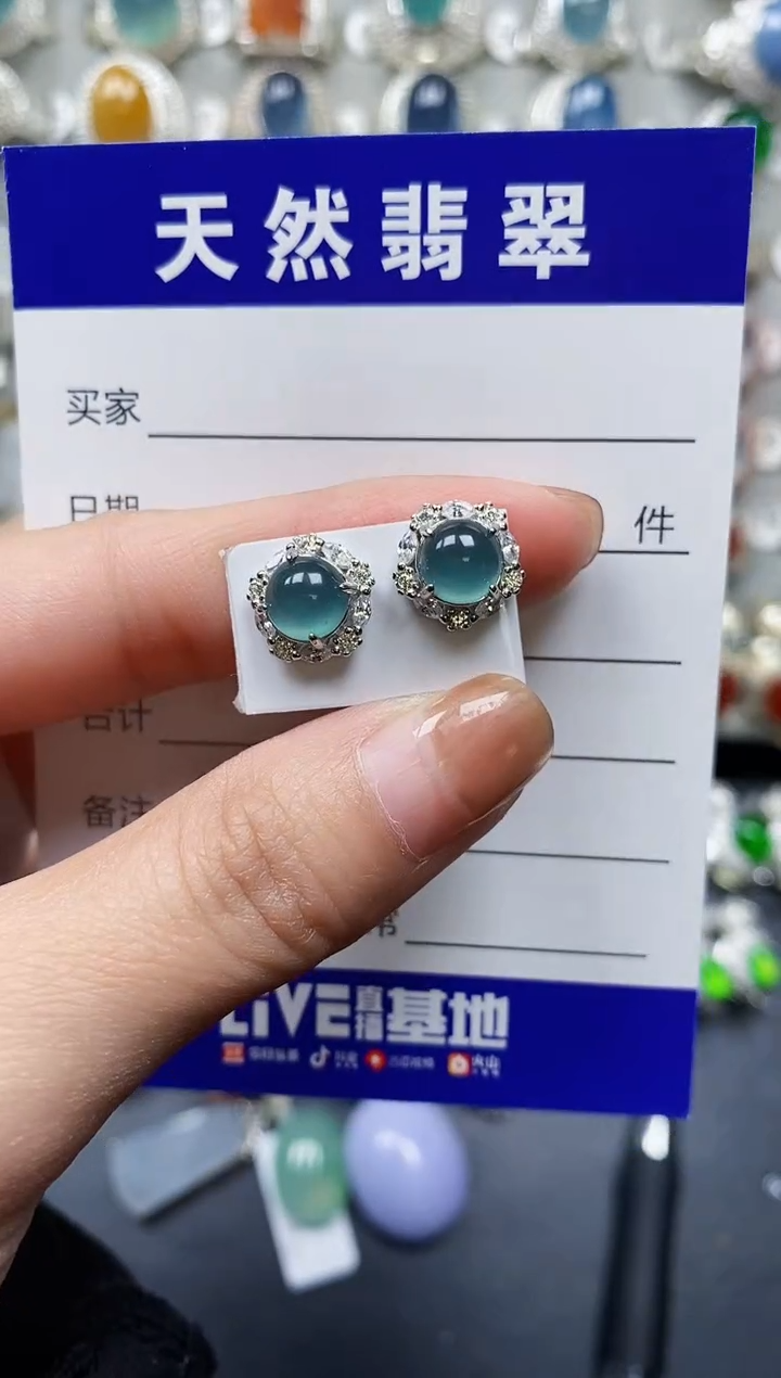 【闪购商品】翡翠耳饰银S925镶嵌0136