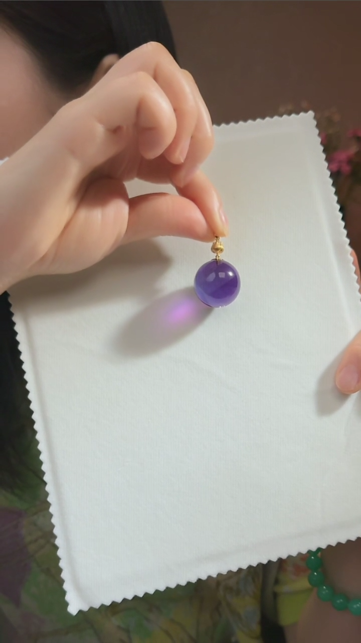 18K金镶嵌吊坠(不含链)紫晶天然紫水晶吊坠24mm