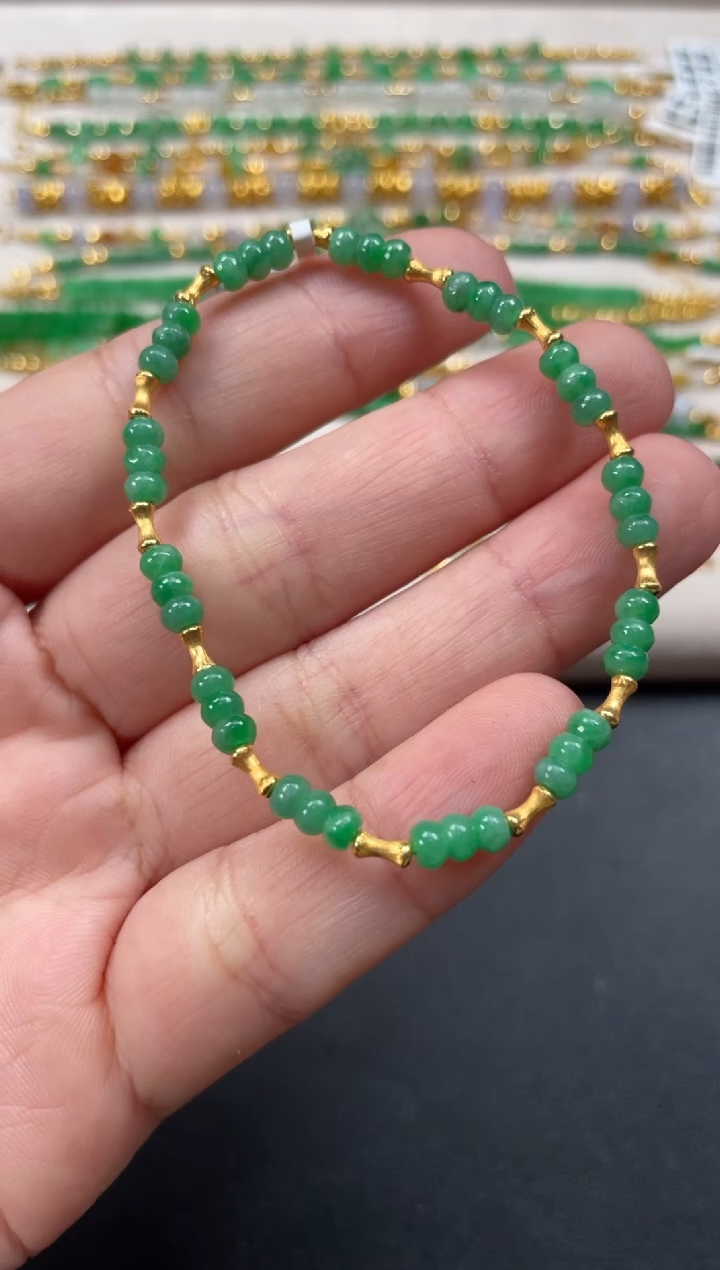 18K金镶嵌手串翡翠多样性  发货一条   P453