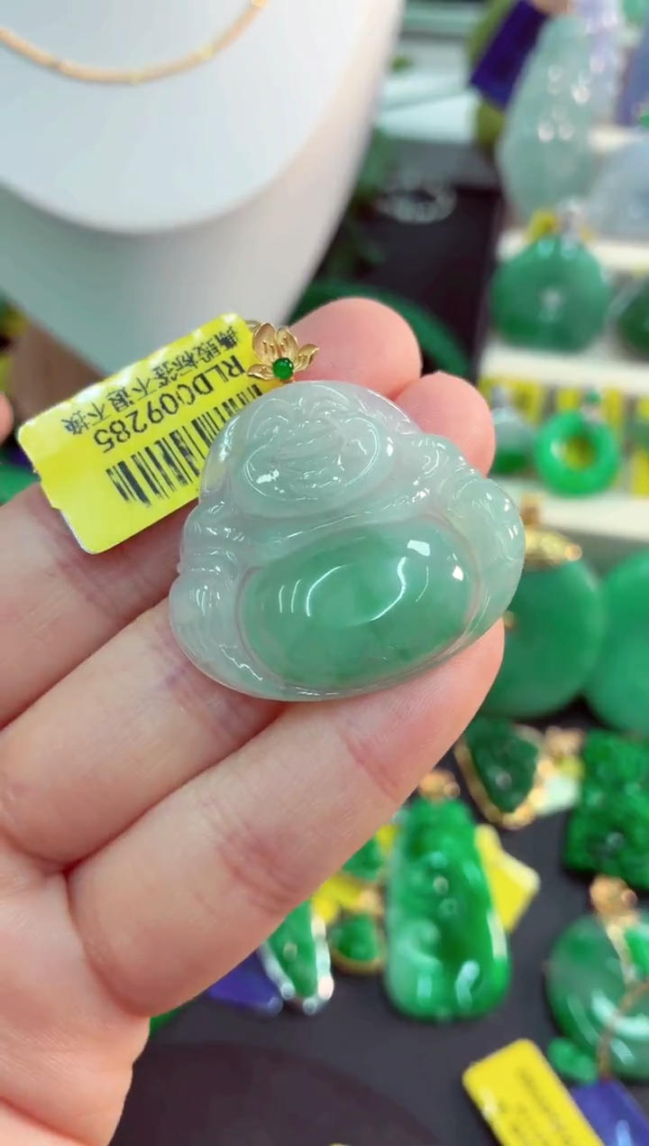 吊坠(不含链)18K金镶嵌翡翠挂件
