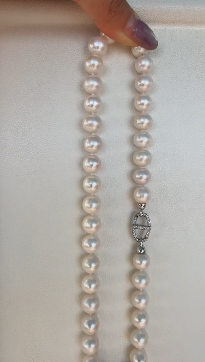 项链银S925镶嵌淡水珍珠淡水无核真珍珠11-12mm大龙珠满串