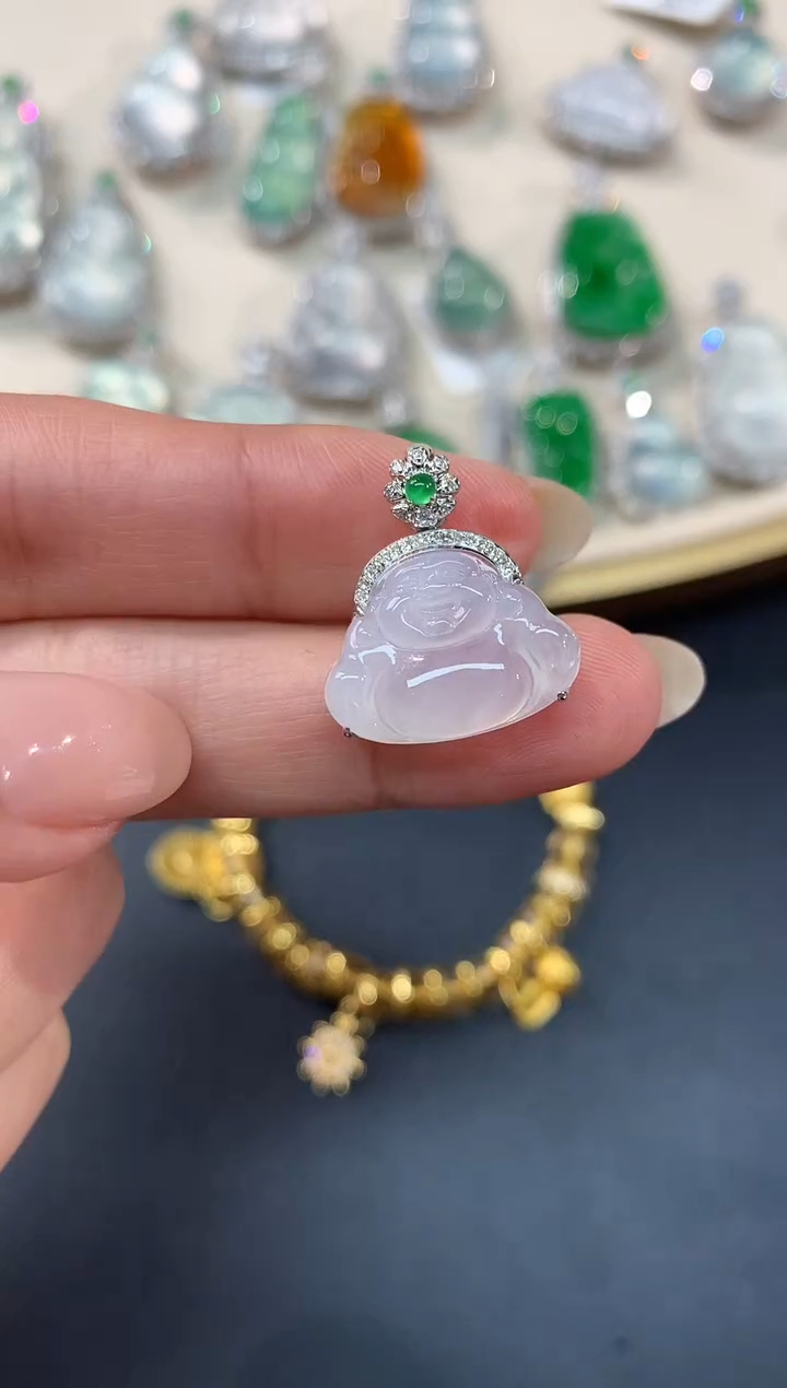 【闪购商品】翡翠吊坠(不含链)18K金镶嵌吊坠A378|180