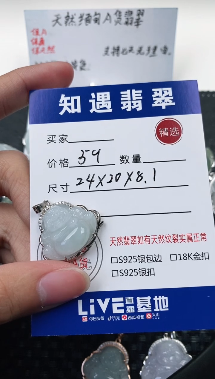 翡翠银S925镶嵌颈饰挂件