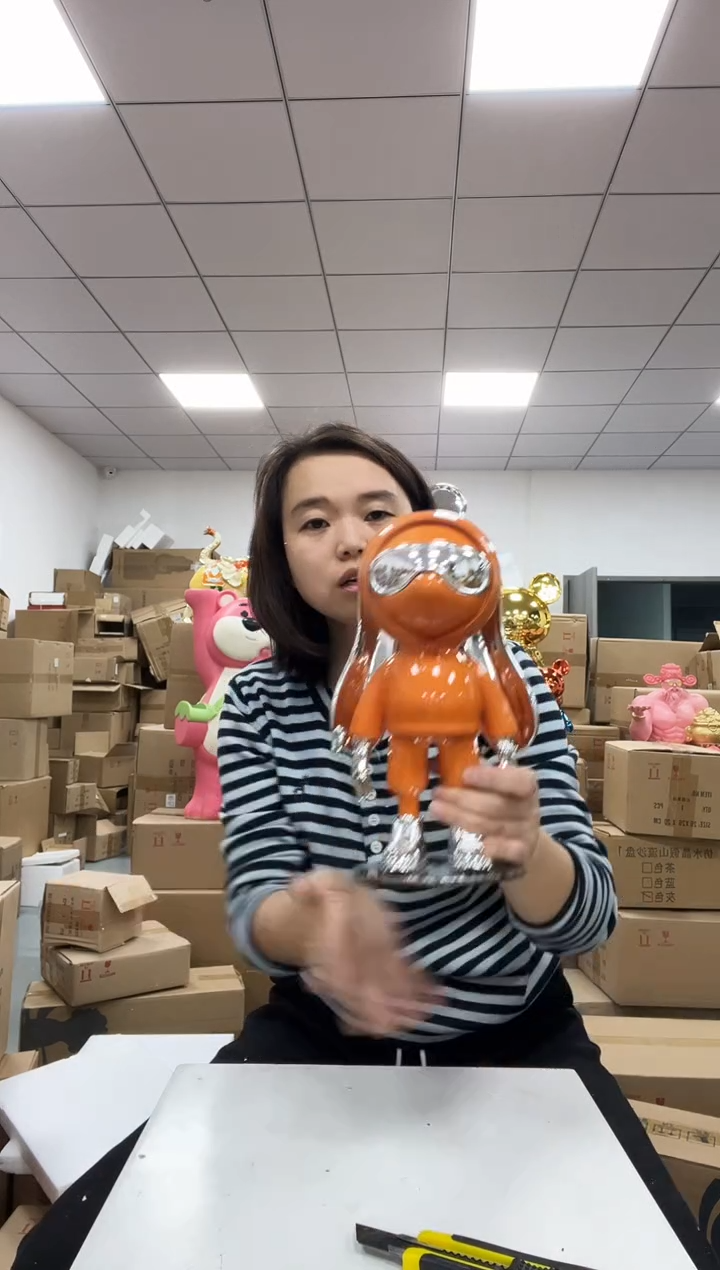 树脂长耳兔橙色小号