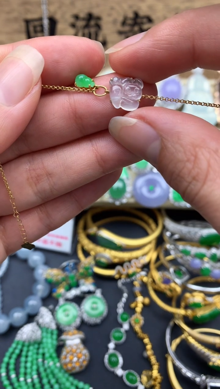【闪购商品】翡翠手串18K金镶嵌60-中国好珍宝