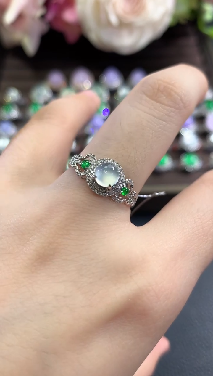 18K金镶嵌戒指翡翠b42多样性一件发货 