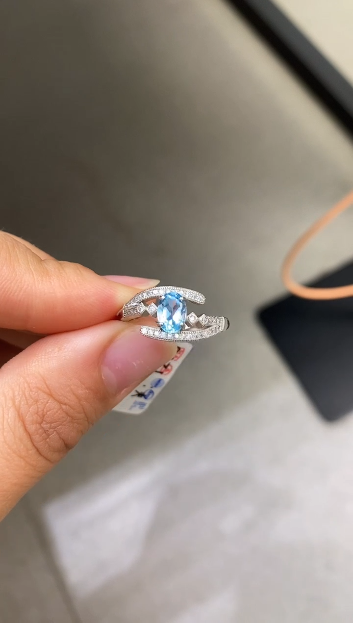 银S925镶嵌戒指托帕石天然托帕石戒指