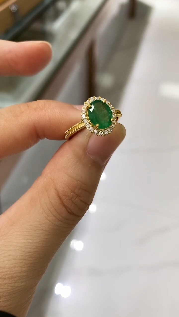 【闪购商品】祖母绿戒指银S925镶嵌戒指