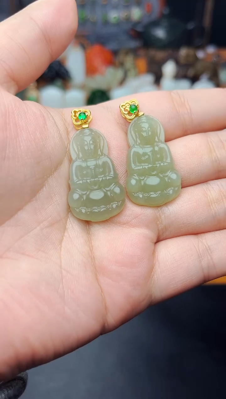 【闪购商品】和田玉颈饰银S925镶嵌观音多样性拍一发一01