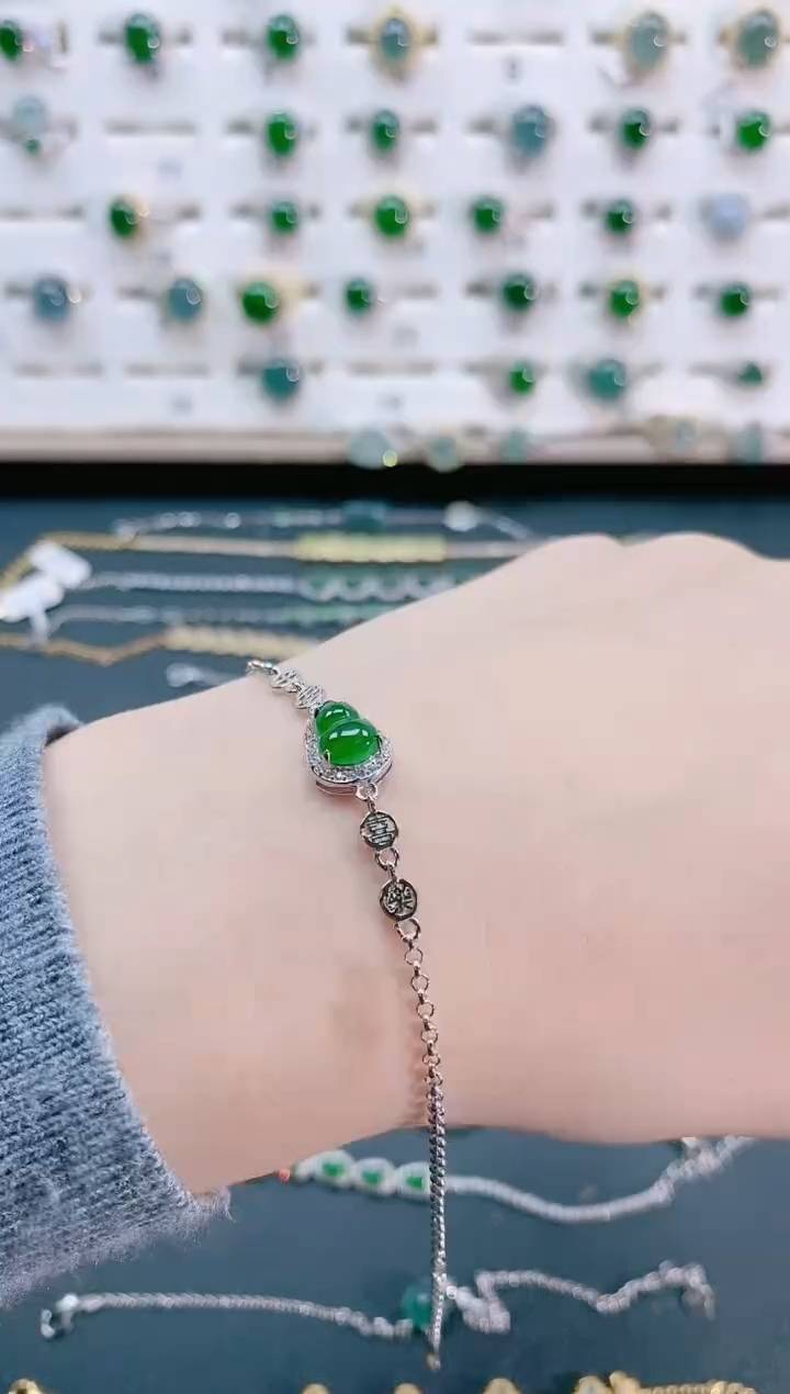 【闪购商品】翡翠手链银S925镶嵌天然翡翠