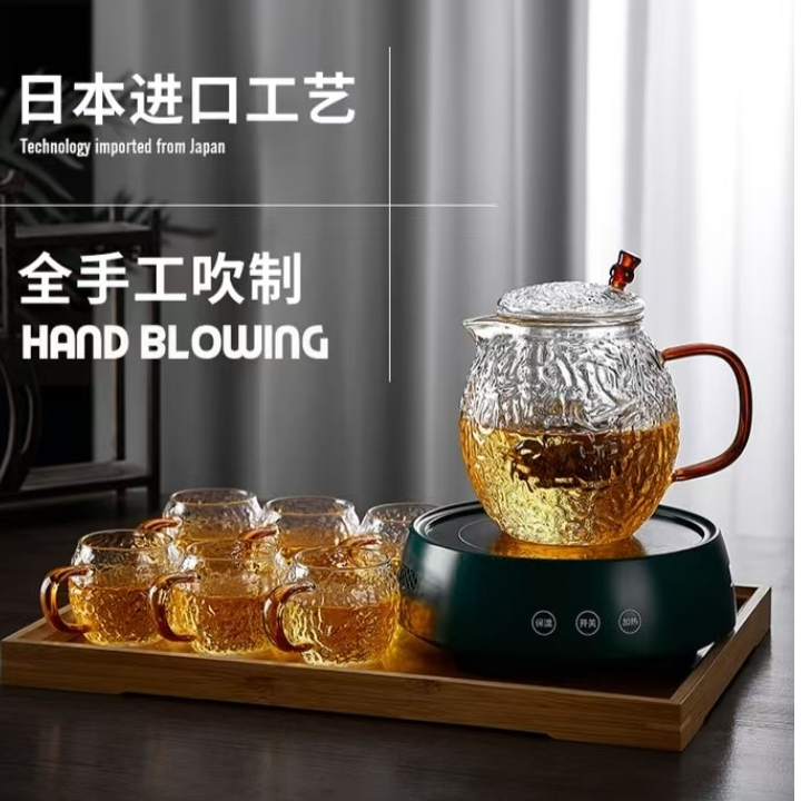 泡茶壶玻璃耐高温锤纹茶水分离泡茶加厚花茶具家用