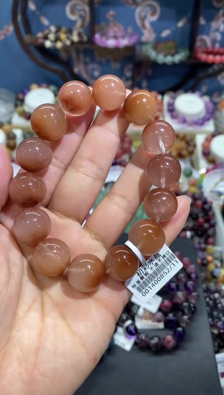 【闪购商品】水晶手串未镶嵌橘粉兔毛15+