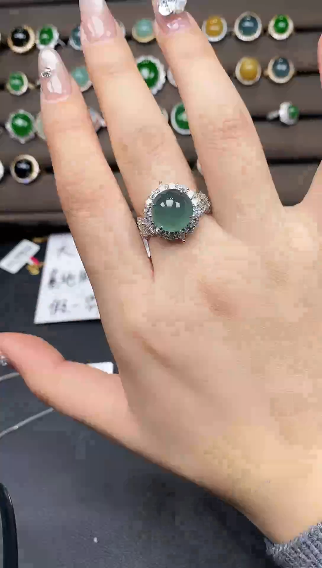 银S925镶嵌戒指翡翠111