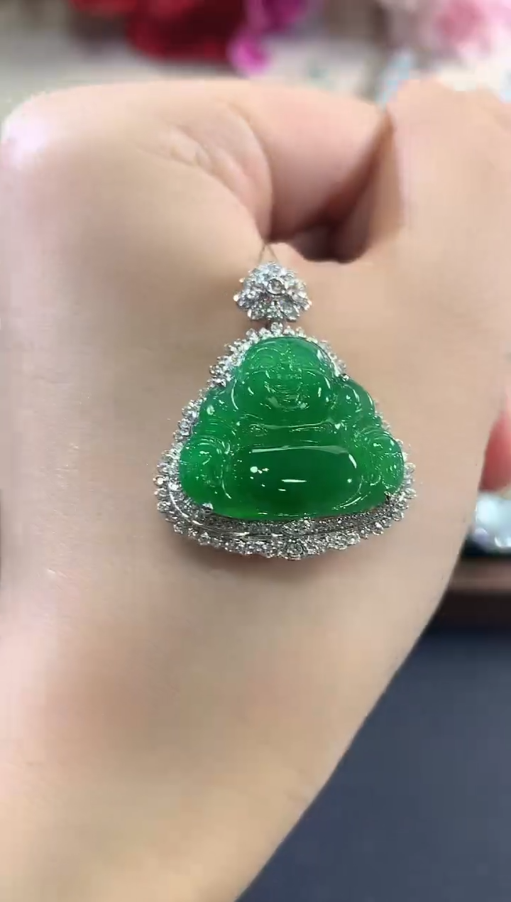 吊坠(不含链)18K金镶嵌翡翠C46