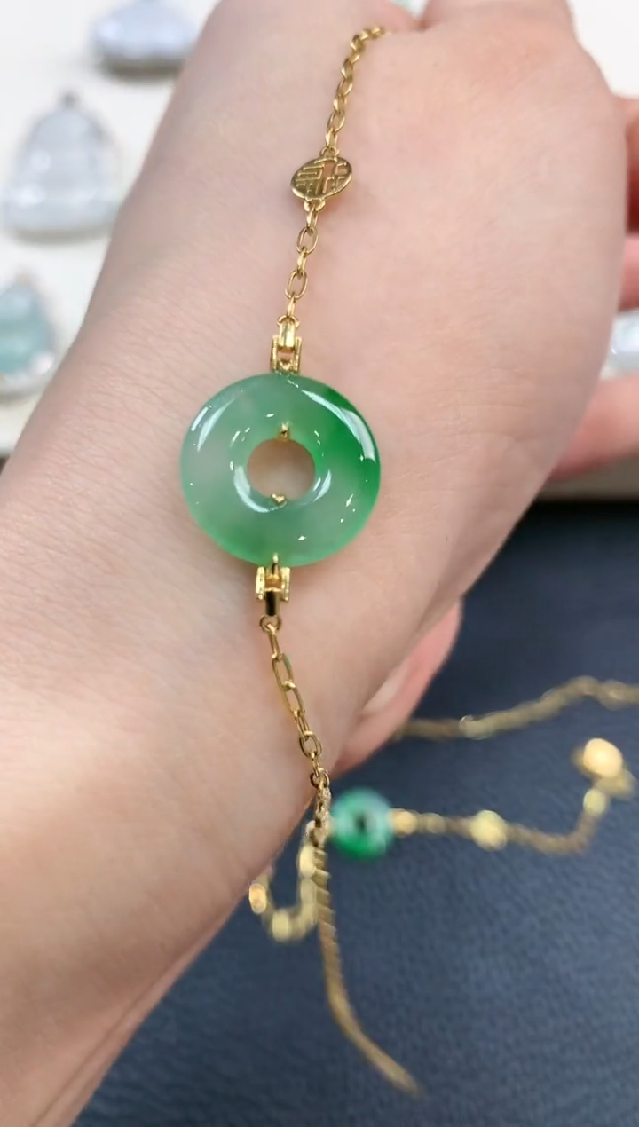 【闪购商品】翡翠手链18K金镶嵌b49多样性一件发货