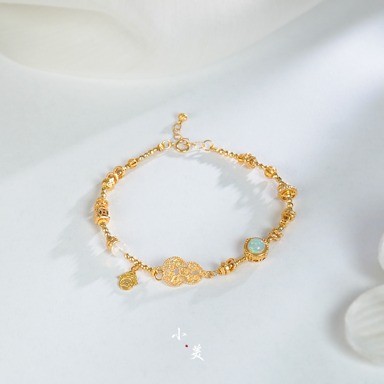 18K金欧泊葫芦盘缠手链（多样性发）G90092