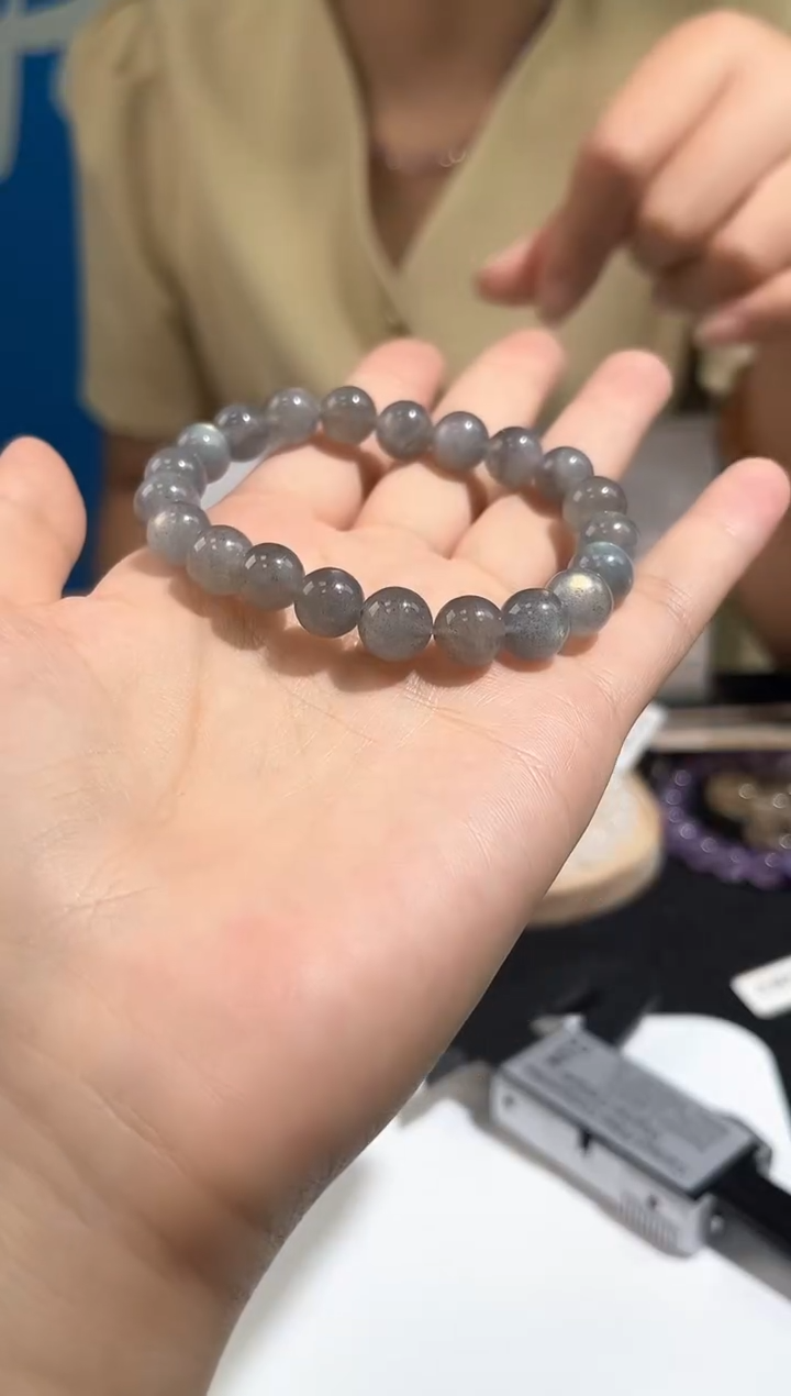 未镶嵌手链水晶15号灰月光单圈9+mm