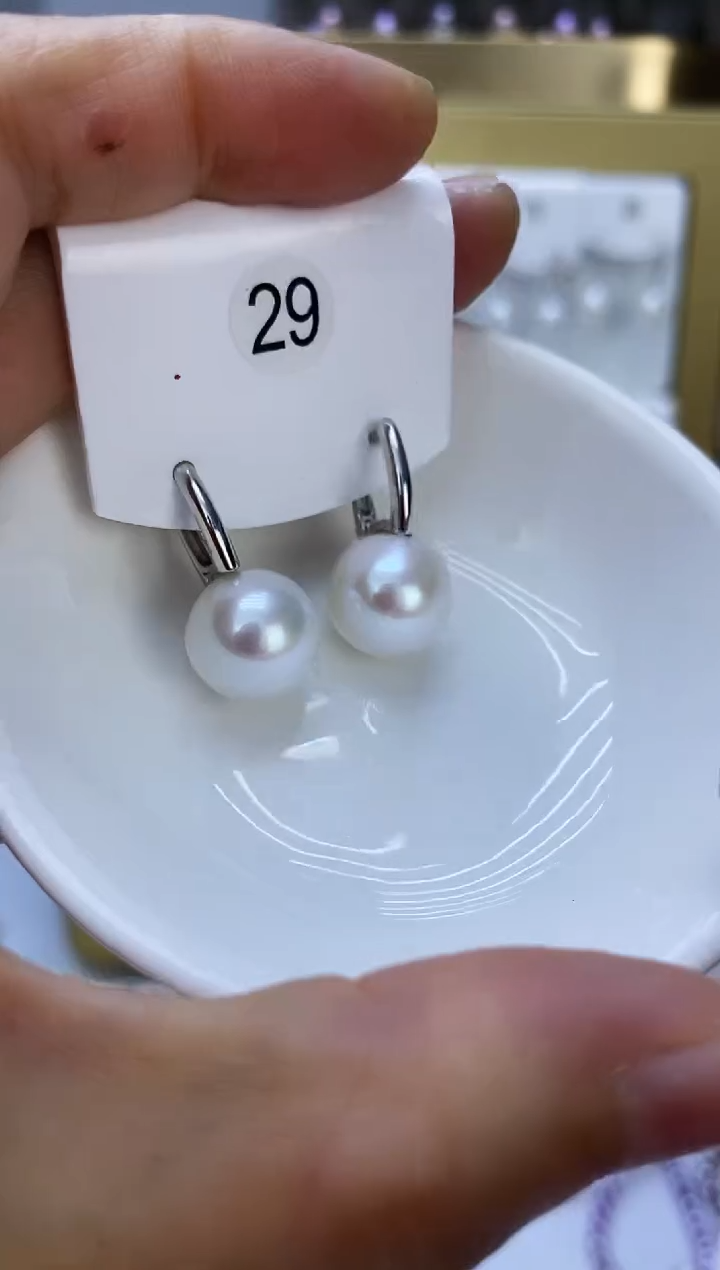 银S925镶嵌耳饰淡水珍珠29