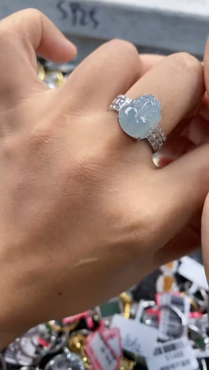 银S925镶嵌戒指翡翠222    6