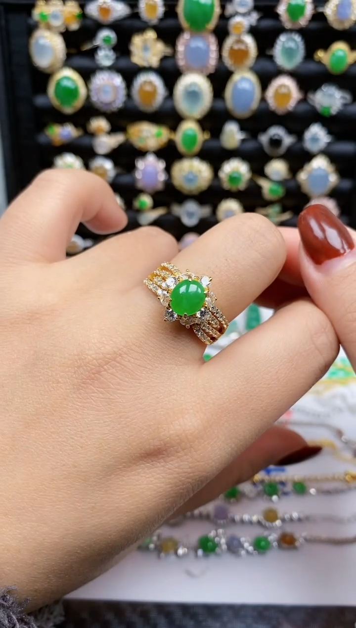 银S925镶嵌戒指翡翠280