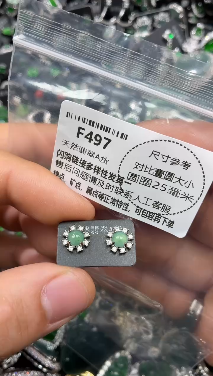 颈饰未镶嵌翡翠F497耳钉