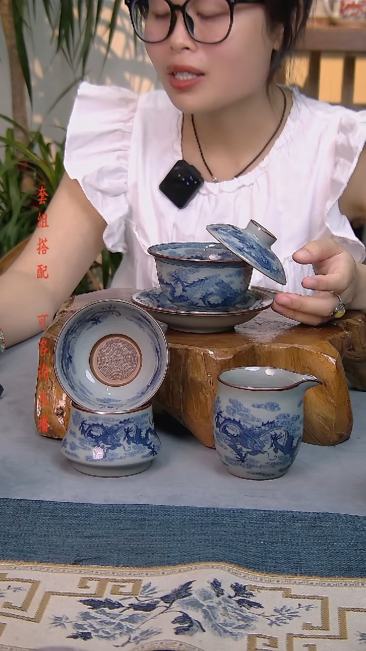  3件套陶瓷茶具老陶泥开片纹   