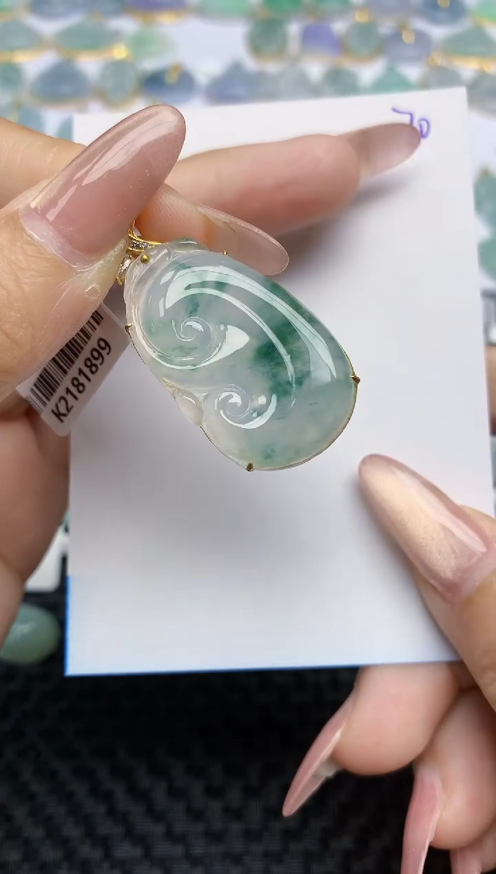 【闪购商品】翡翠颈饰18K金镶嵌天然A货翡翠 70